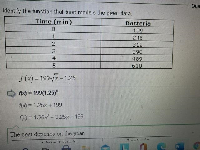 Identify the function that best models the given data. HELP ASAP THANKS!!!-example-1