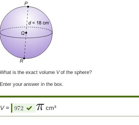 A sphere with a diameter of 18cm. find the volume-example-1