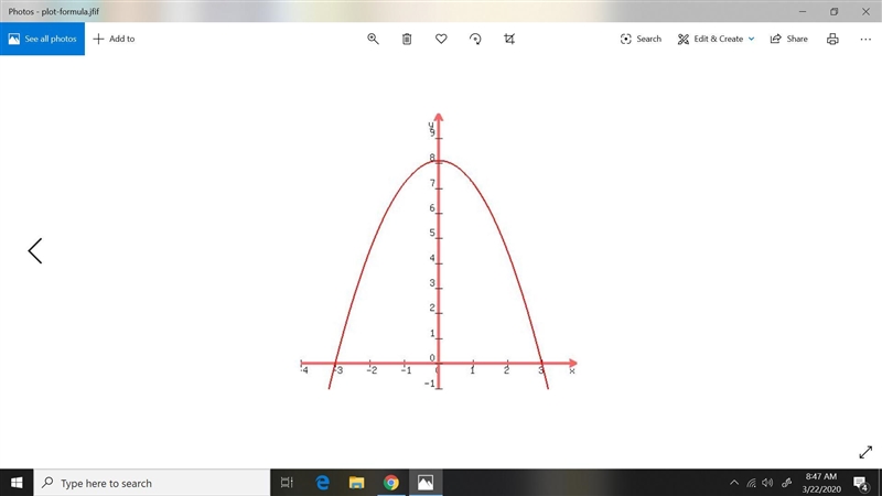 You can model an arch at your school using the equation y=−0.9(x+3)(x−3), where x-example-1