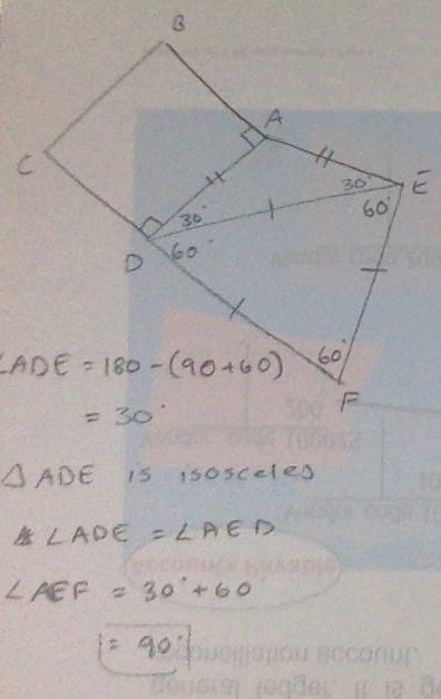 Properties of Special Triangles: Calculate the size of angle AEF-example-1