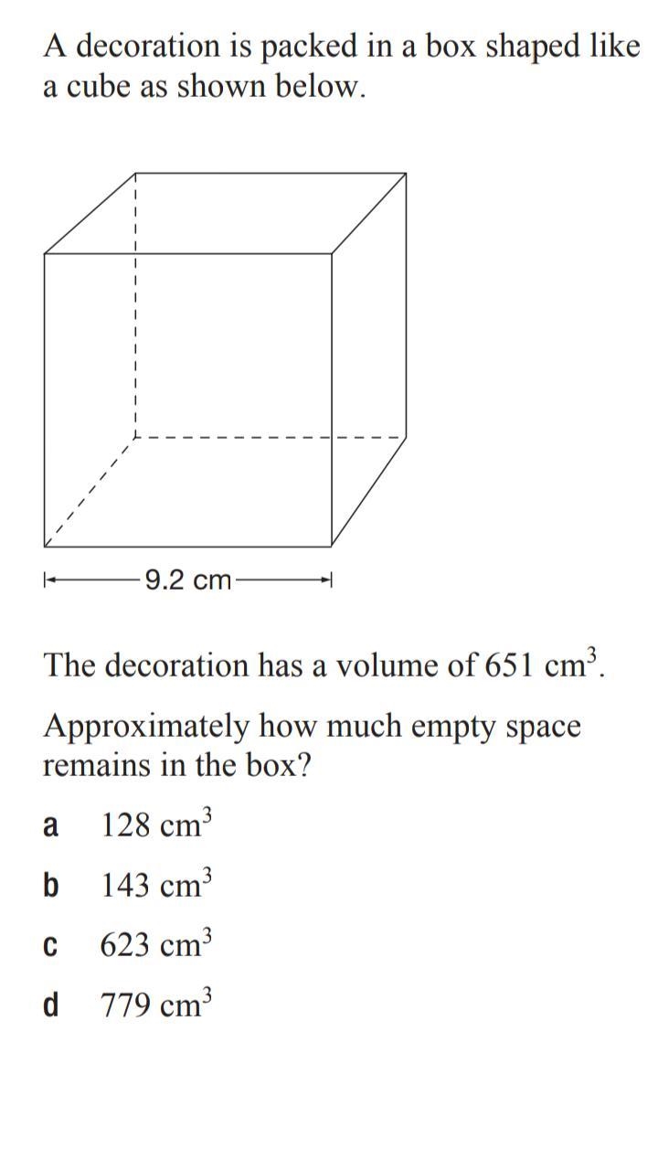 PLS HELP ASAP! A decoration is packed in a box shaped like a cube. The decoration-example-1