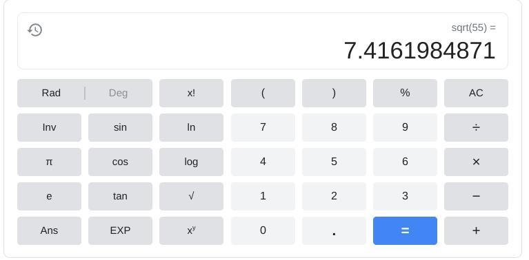 What is the value of 55−−√ to the nearest tenth? Show or explain how you got your-example-1