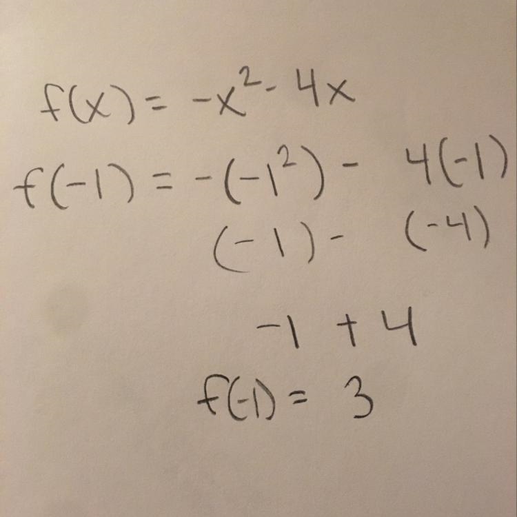 F(x) = – x2 - 4x Find f(-1-example-1