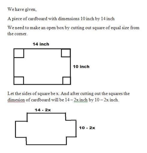 A rectangle has a length of 14 units and a width of 10 units. Squares of x by x units-example-1