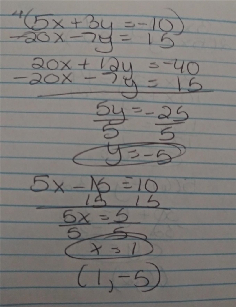 Using the linear combination method, what is the solution to the system of linear-example-1