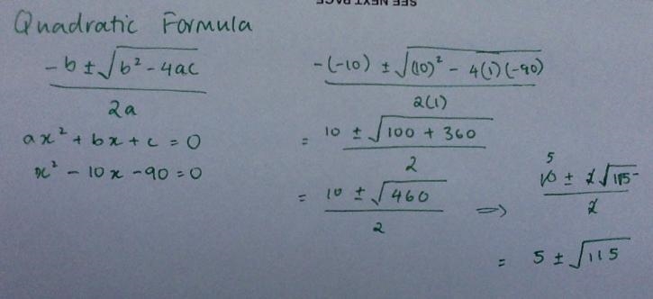 What are the two solutions of the equation x^2 − 10 = 90 ? Show work :)-example-1