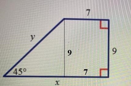 Analyze the diagram below and complete the instructions that follow. 7 y 450 X Find-example-1