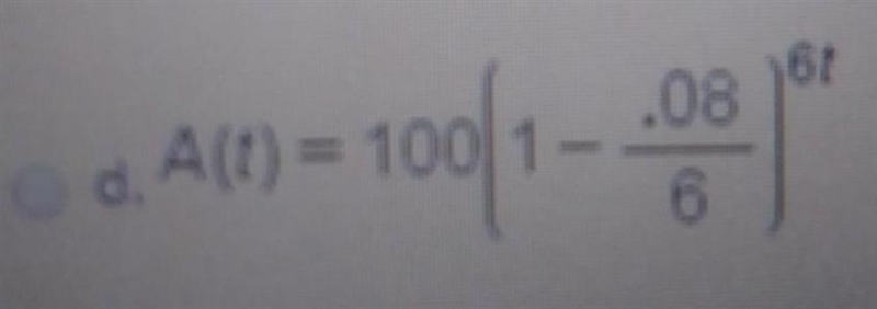 Write a formula that describes the value of an initial investment of $100 that loses-example-1