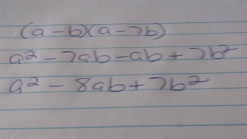 Help?Find the product. (a - b)(a – 7b)-example-1