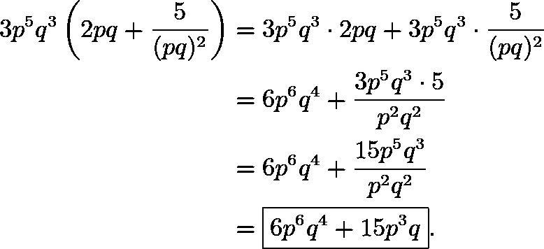 Expand $3p^5q^3\left( 2pq + \frac{5}{(pq)^2} \right)$. Thank you so much i really-example-1