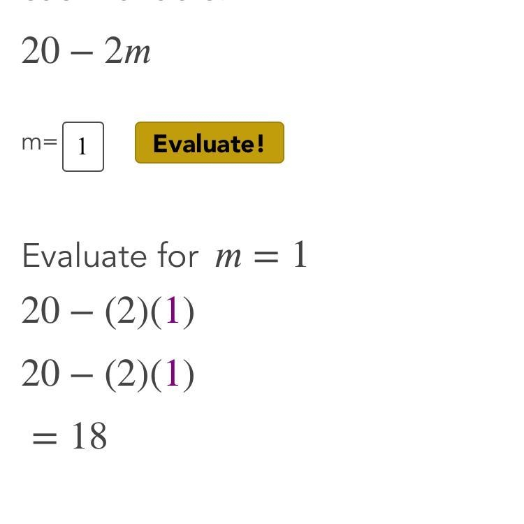 Evaluate the expression 20-2m-example-1