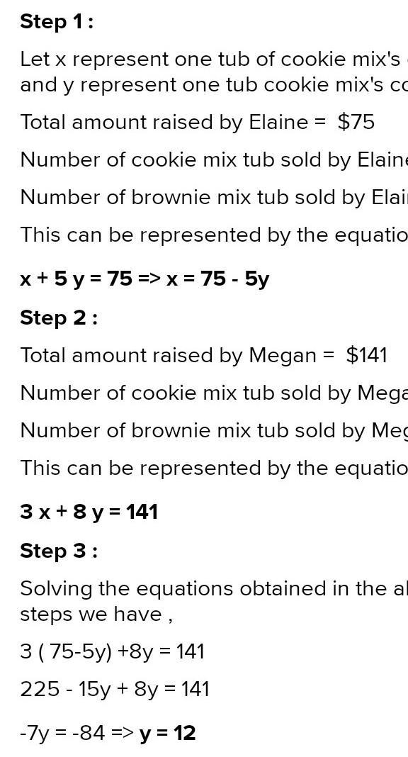 The soccer team is selling tubs of cookie dough and brownie mix for a fundraiser. Elaina-example-1