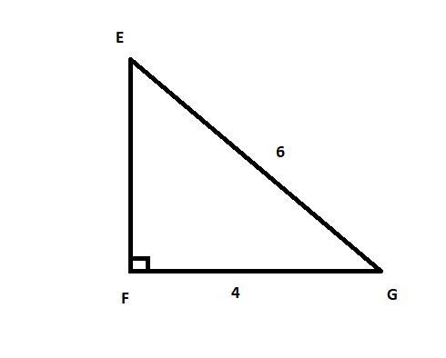 Right △EFG has its right angle at F, EG=6, and FG=4. What is the value of the trigonometric-example-1