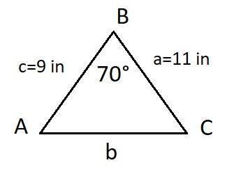 Use the information to answer the questions. In triangle ABC, a = 11 in., measure-example-1