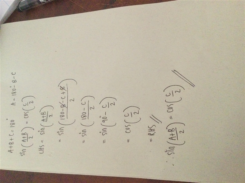 IfA+B+C=180°prove that sin(a+b/2 )=cos(c/2)​-example-1