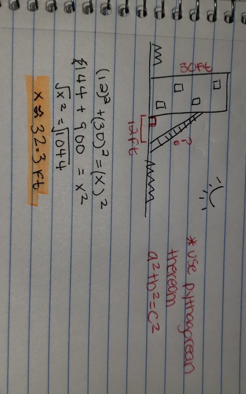 You lay a ladder against a building window. The building makes a right angle to the-example-1