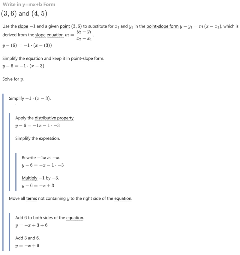 Find the slope and standard form of the line that passes through the points (3, 6) and-example-2