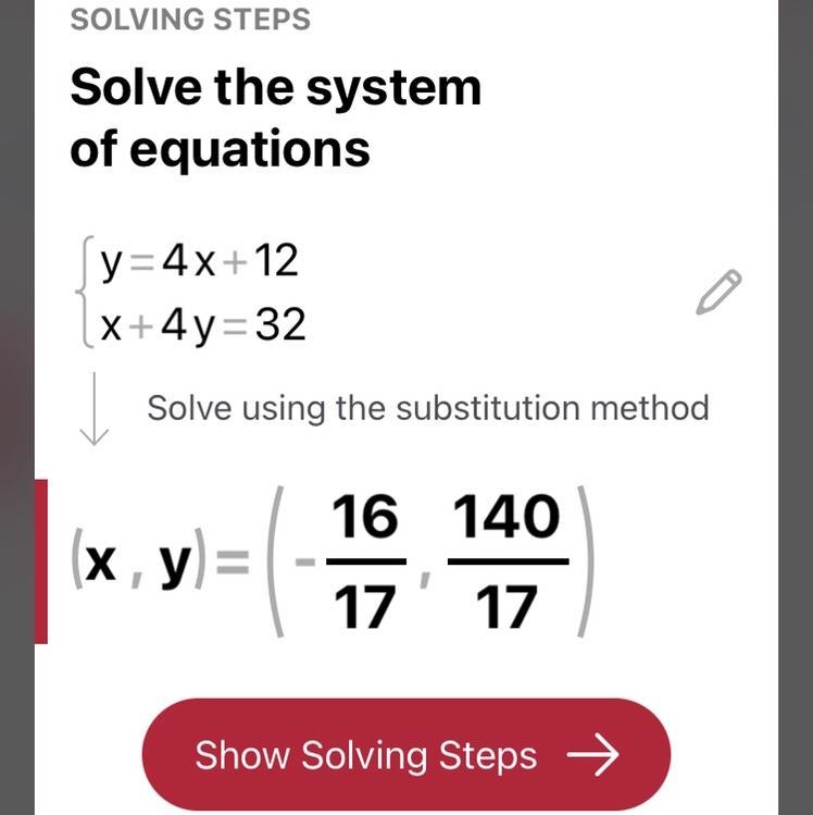 Y = 4x + 12 x + 4y = 32-example-1