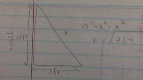 9. A ladder is placed against a wall. The foot of the ladder is 3 feet away from the-example-1