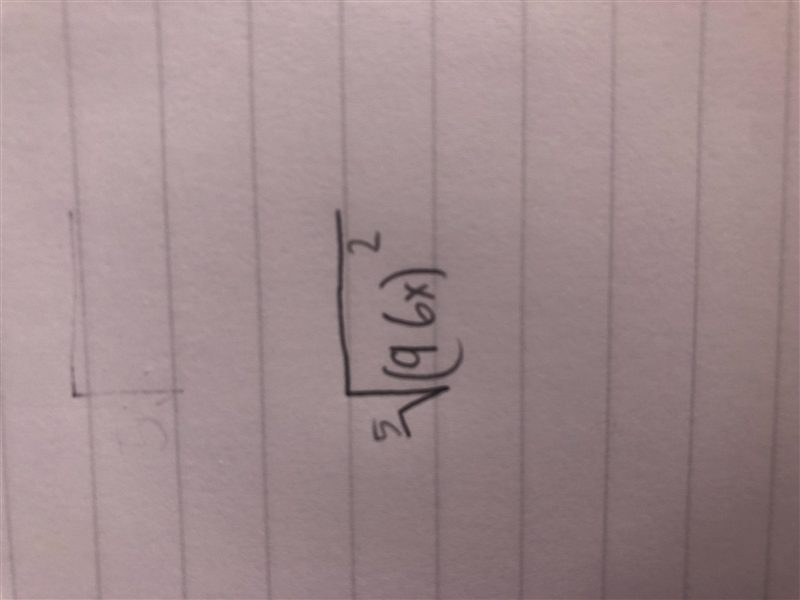 Write the expression in radical form. (96x)^2/5-example-1