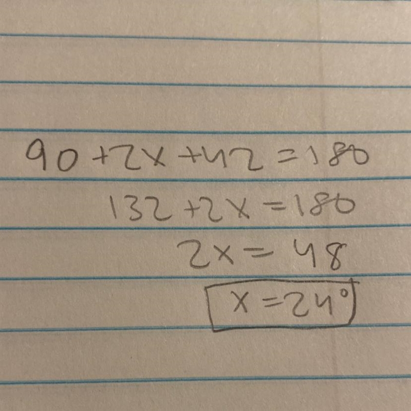 The measures of the angles of a triangle are shown in the figure below. Solve for-example-1