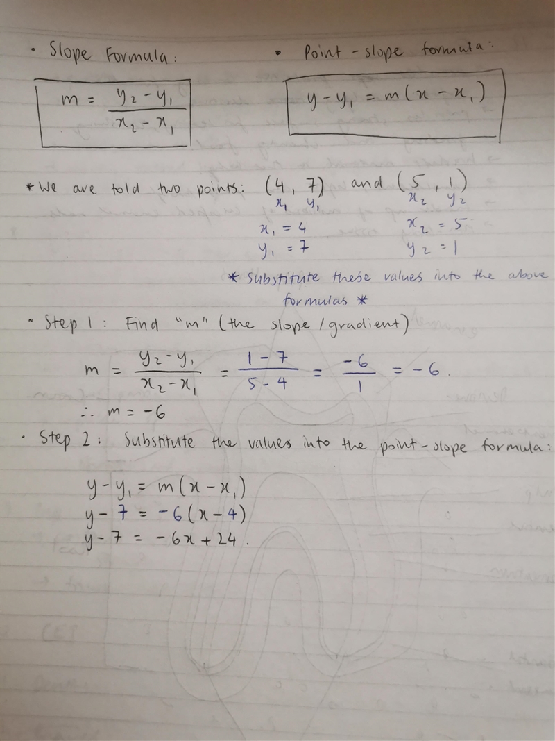 Write the equation in point-slope form of the line that passes through the points-example-1