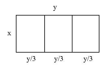 Find the dimensions of a rectangle divided into three equal rectangles of maximum-example-1