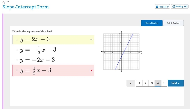 What is the equation of this line? y=3x−2 y=13x−2 y=2x−3 y=12x−3-example-1