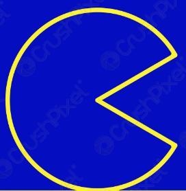 A Pac-Man poster is the shape of three-fourths of a circle with a diameter of 18 inches-example-1