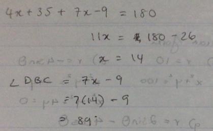 If measure of angles ABD and DBC are supplementary, with measure of angle ABD = (4x-example-1