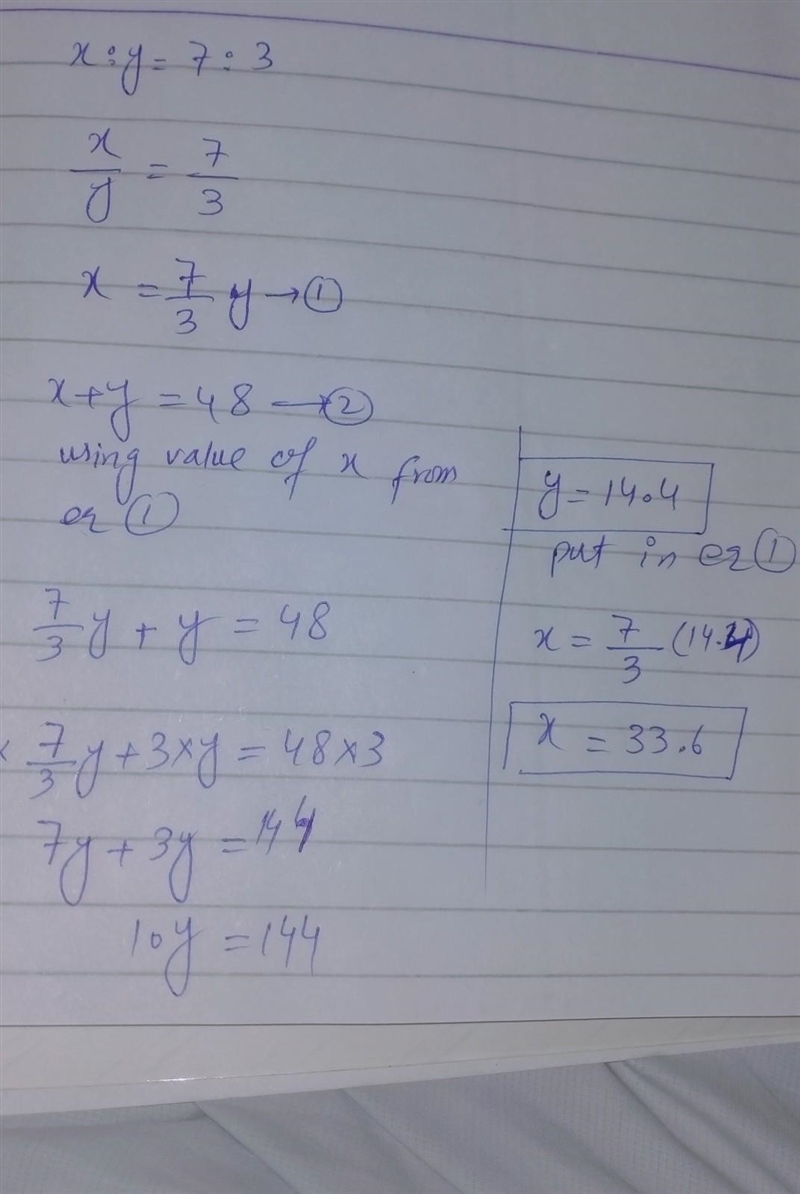 Pleaseeeeeeeeeeeee helllllpppppppp if two no is ratio 7:3 their a addition is 48 find-example-1