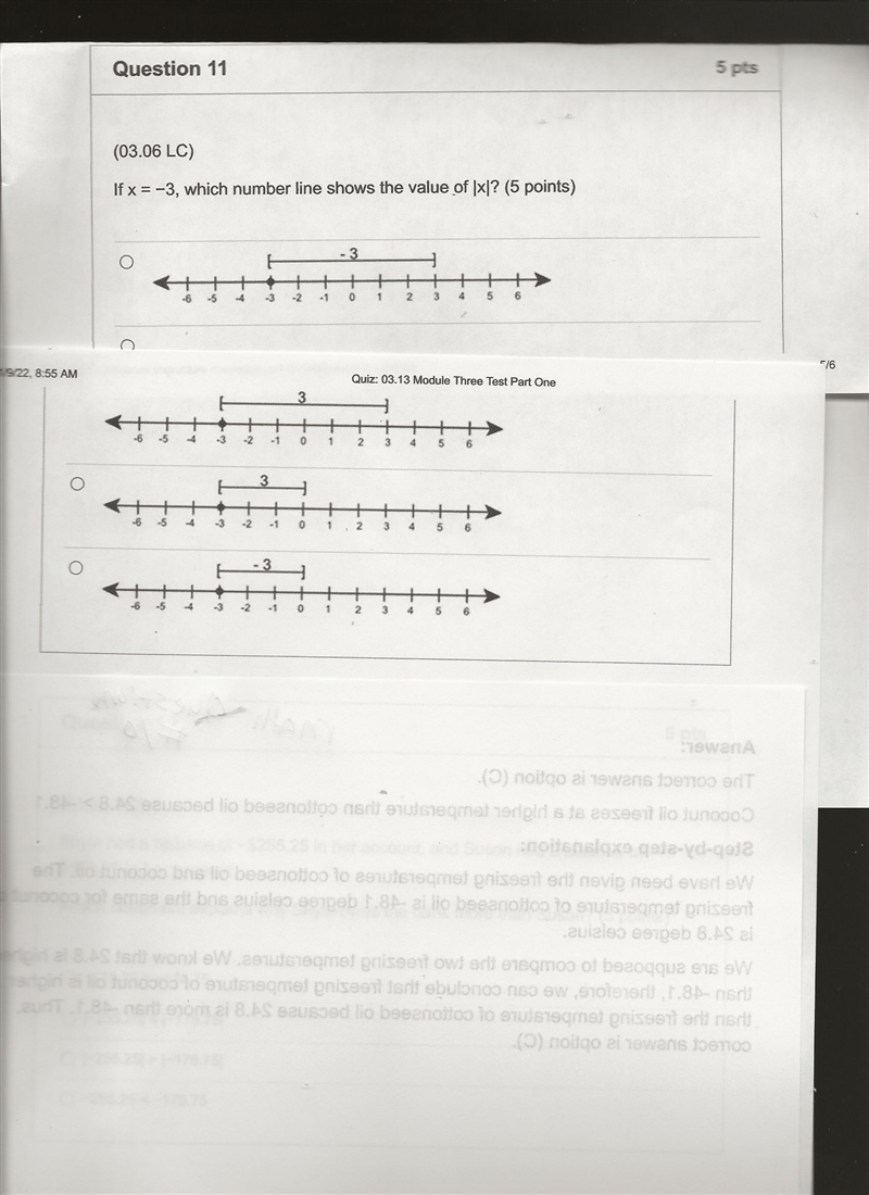 If x = 3 which number line shows the value of |x|-example-1