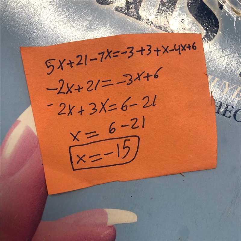 5x+21-7x=-3+3+x-4x+6-example-1