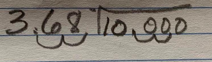 If the dividend is a whole number and the divisor is 3.68, how do you move the decimal-example-1