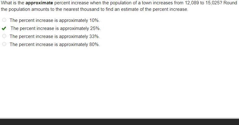 What is the approximate percent increase when the population of a town increases from-example-1