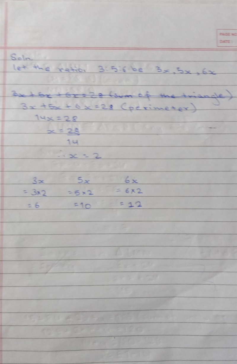 The lengths of three sides of a triangle are in the ratio 3: 5: 6. The perimeter of-example-1