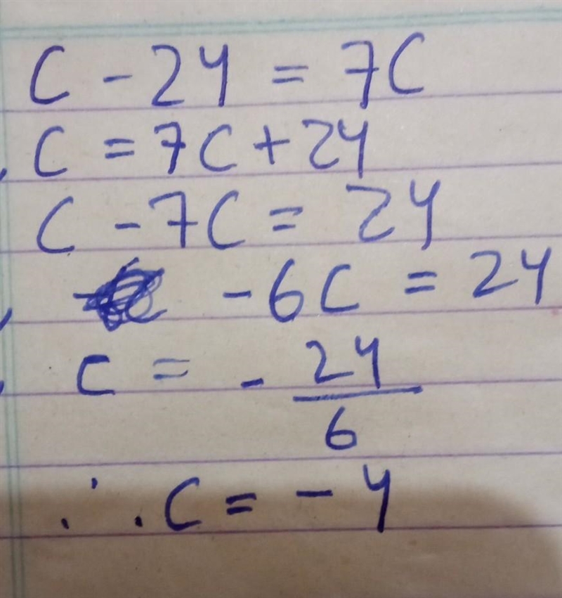 What are the two answers for this problem? |c - 24| = 7c-example-1