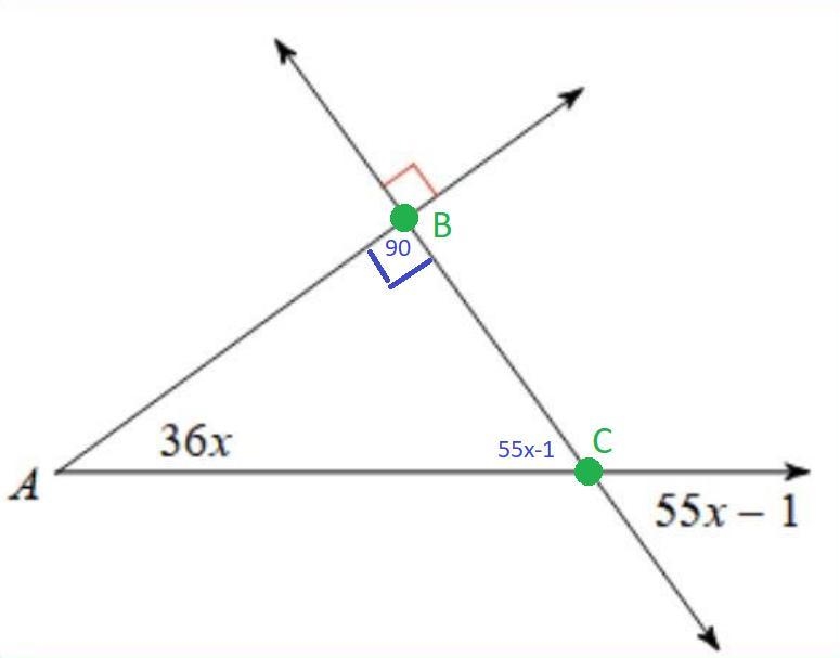 Determine the measure of angle A. PLEASE HELP PLEASE. a.54 DEGREES b.1 DEGREES c.36 DEGREES-example-1