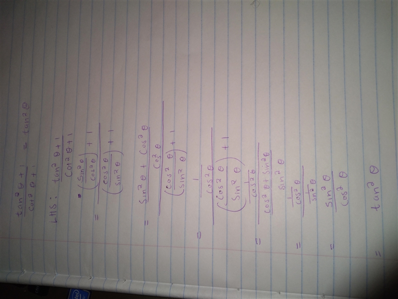 Prove algebraically that (image). Trigonometric Identities. Please help.-example-1