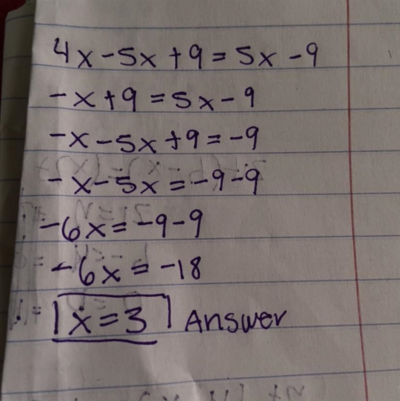 4X minus 5X +9 equals 5X -9-example-1