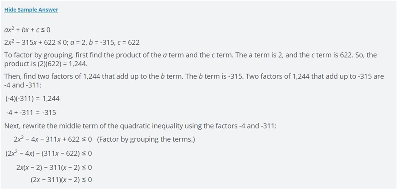 Part C Factor the left side of the inequality by grouping￼￼-example-1