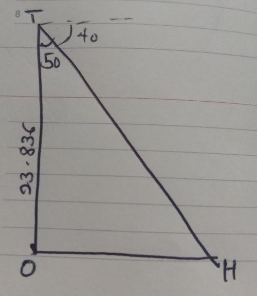 A point H is 20m away from the foot of a tower on the same horizontal ground. From-example-2