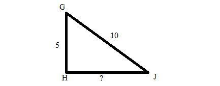 Consider triangle GHJ. Triangle G H J is shown. Angle G H J is a right angle. The-example-1