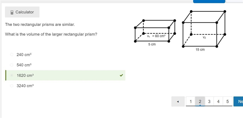 The two rectangular prisms are similar. What is the volume of the larger rectangular-example-1