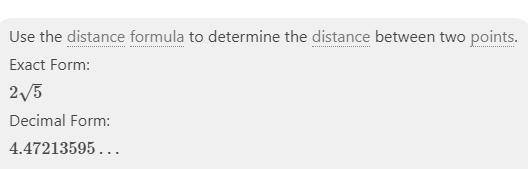 What's is the distance between (-2,7) and (-4,11)-example-1