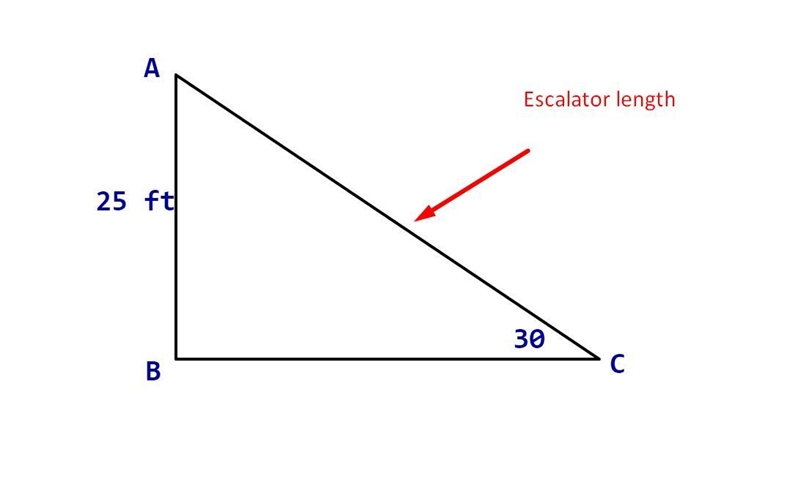 An escalator lifts people to the second floor of a building, 25 ft above the first-example-1