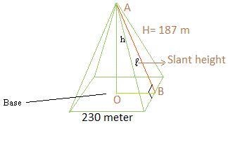 The Great Pyramid in Giza, Egypt, is a square pyramid. The dimensions of the pyramid-example-1