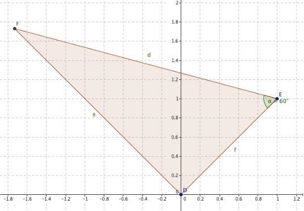 Find the area of the right triangle △DEF with the points D (0, 0), E (1, 1), and F-example-1