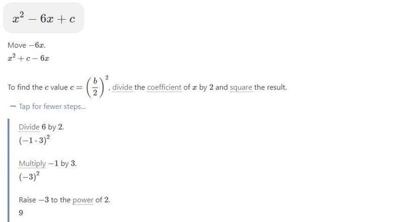 Find the value of c that completes the square x^2-6x+c please help me with the math-example-1