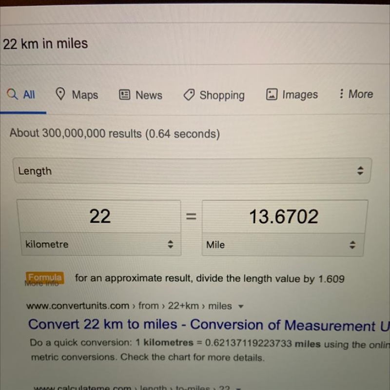 5miles is 8km What is 22.3km in miles Please help me I need it ASAP please-example-1